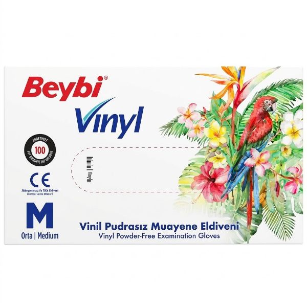 Beybi Pudrasız Vinil Muayene Eldiven Beyaz Medium 100'lü